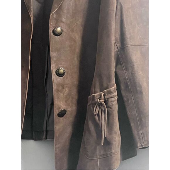 J Jill jjill soft suede leather boho long jacket coat 2x - Picture 4 of 6